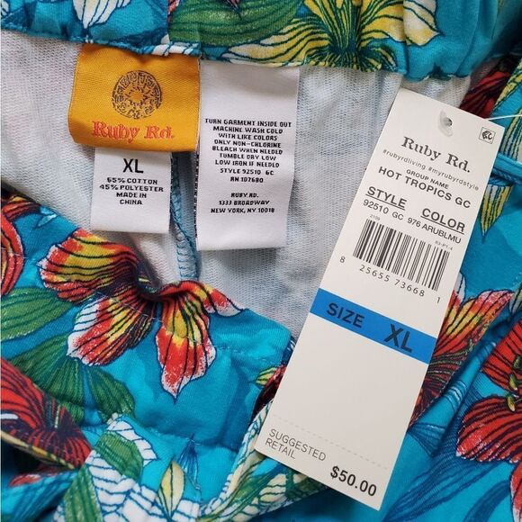 Ruby Rd. Tie-Waist Floral Pocket Shorts sz XL - Picture 8 of 8